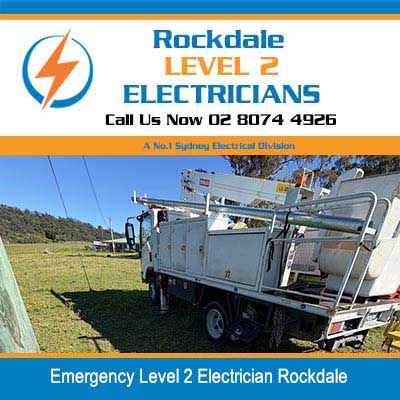 Emergency utility truck with elevated platform and equipment for electrical work in Rockdale